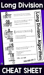 Long Division Cheat Sheet Math Words Math Word Walls Math Methods