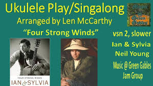 Ian & Sylvia,Neil Young-Four Strong Winds,vsn2-slower(cover)Ukulele Play  Along-Music At Green Gables