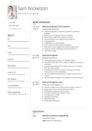 Engineering is made up of several diversified fields such as the mechanical engineering, civil engineering, computer engineering, and many more. Mechanical Engineer Cv Examples Templates Visualcv