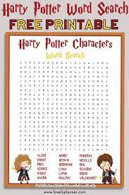 Entice your children to solve some word search game about harry potter. Free Printable Harry Potter Characters Word Search Puzzle Lovely Planner Harry Potter Words Harry Potter Activities Harry Potter Games