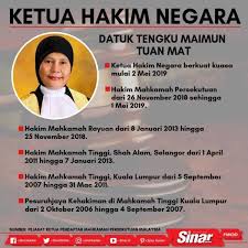 Bekas hakim mahkamah persekutuan itu kemudiannya mengangkat dan melafazkan sumpah sebagai ketua hakim negara yang baharu. Profil Ketua Hakim Negara