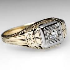 Antique Mens Wedding Band Ring W Old European Diamond 14k Gold Mens Wedding Bands Wedding Ring Bands Rings Mens Wedding Bands