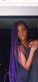 Purple Braids Small Box Braids Hairstyles Hair Styles Purple Box Braids