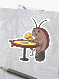 Spongebob Cockroach Eating A Krabby Patty Sticker By Jsilvs96 In 2021 Spongebob Painting Spongebob Easy Dragon Drawings