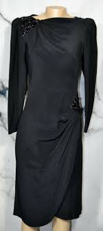 Black After Five Dresses Harry Acton For After Five Vintage Black Dress 12 Beaded Shoulder Hip Accents Afterfive Sheath Partycocktail Vintage Black Dress Dresses Black Dress