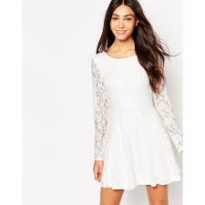 Wal G Lace Skater Dress With Long Sleeves 48 Sgd Liked On Polyvore Featuring Dresses White Lace Skater Dress White Skater Dresses Long Sleeve Skater Dress