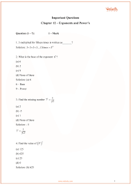 Here, each and every question carries three marks. Important Questions For Cbse Class 8 Maths Chapter 12 Exponents And Powers