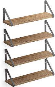 All posts, floating shelves, pantry, projects and plans. Amazon Com Wallniture Ponza Floating Shelves Wall Mounted Set Of 4 Storage Shelves For Kitchen And Pantry Natural Burned Rustic Wood Wall Decor With Metal Floating Shelf Bracket Kitchen Dining