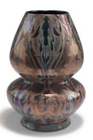 Jerome Massier Fils Vallauris Vase C1900 H 26 Cm Earthenware Lustre Glaze Brown Blue And Bronze Signed J Afrikanische Kunst Moderne Kunst Jugendstil