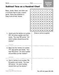Subtract Tens On A Hundred Chart Problem Solving 12 2