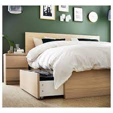Risers are deigned for ikeas malm bed and are available in (5) different styles, see photos. Malm Bed Frame High W 4 Storage Boxes White Stained Oak Veneer Luroy Ikea