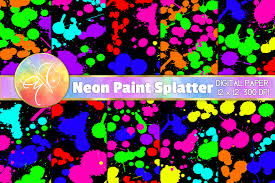 Splatter (48 images) 1/3 pages. Neon Paint Splatter Digital Paper Graphic By Paperart Bymc Creative Fabrica