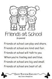 Enjoy Teaching English Friends At School Poem Poems About School Poetry For Kids Kids Poems
