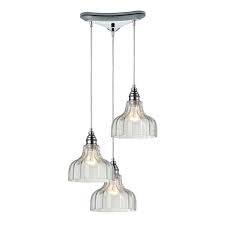 Danica 3 Light Pendant In Polished Chrome And Clear Glass 46018 3 Elite Fixtures