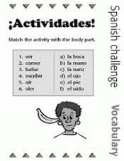 Spanish online worksheet for 8. Spanish Vocabulary Body Parts Foreign Languages Printable 5th 12th Grade Teachervision