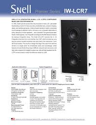Page 1 sr 30 model no. Snell Acoustics Iw Lcr7 Speaker User Manual Manualzz