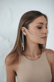 Nose cuff chain, Nose to Ear chain, No piercing, Fake nose ring, Body  Jewelry, Festival Jewelry, Costume jewelry, Burning Man, Face Chain