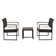Oshion Outdoor Outoor Patio Furniture Three Piece Rattan Table And Chairs Set Mini Leisure Set Black Walmart Com In 2020 Wicker Patio Furniture Sets Outdoor Furniture Sets Patio Sofa Set
