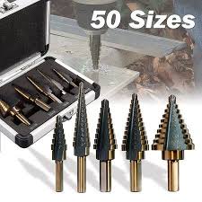 5 Pc Cobalt Multiple Hole 50 Sizes Step Drill Bit Set Aluminum Case Walmart Com In 2020 Step Drill Drill Set Drill Bit Sets
