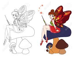 Cute Cartoon Fairy With Butterfly Wings Sitting On Mushroom Royalty Free Cliparts Vectors And Stock Illustration Image 126088785 Don't forget to rate and comment if you like this beautiful fairy tattoo sitting on mushroom.