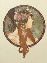 Estate fresh, art nouveau portrait of a beautiful woman,circa 1915. The Magical World Of Alphonse Mucha Art Nouveau Illustration Mucha Art Art