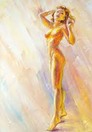 Hermosa Mujer Desnuda. Pintura Al Óleo. Fotos, retratos, imágenes y  fotografía de archivo libres de derecho. Image 37199124