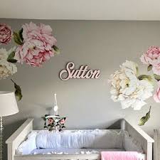 Flower Decals Large Peonies Wall Stickers Peel Stick Etsy Mur Floral Papier Peint Floral Stickers Muraux