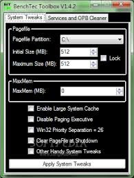 To me the understanding of this memory management, is that there would be less paged part of kernal, system. Download Benchtec Toolbox 1 5 1