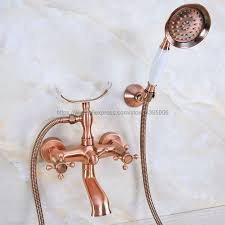 Faucet with handheld shower head for clawfoot bathtub. Red Copper Antique Bathroom Clawfoot Bathtub Faucet With Brass Handheld Shower Head Cold Hot Water Faucet Mixer Tap Bna358 Bathtub Faucets Aliexpress