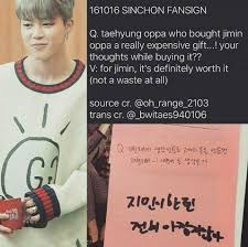 Aww Taehyung Buys Jimin An Expensive Gift Taehyung Jimin Vmin