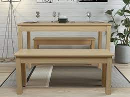 This 3 pieces vintage bar dining set is sold in a complete set which included 1 bar table and 2 stools. Lpd Ohio 119cm Oak Dining Table And 2 Bench Set