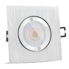 Qw 2 Led Einbaustrahler Flach Quadratisch Alu Geburstet Fur Bad Ip44 Mit Fourstep 5w Warmweiss