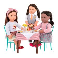 Set of table and 6 chairs for dolls 1/6 dollhouse furniture 12 in: Pizza With You 18 Inch Doll Furniture Set Our Generation