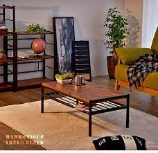 楽天市場 送料無料 テーブル センターテーブル ローテーブル 棚付き 幅90 天然木 長方形 おしゃれ ヴィンテージ 収納 西海岸 一人暮らし 北欧 木製 モダン カフェ 木目 ロー リビング アイアン カフェテーブル リビングテーブル タンスのゲン design the future