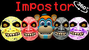 GLAMROCK FREDDY Impostor vs SCARY MOON CREWMATES in 🚀 Among Us Minecraft  360°