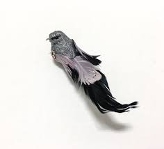 One Artificial Decorative Fancy Silver Feather Glitter Bird Etsy Artificial Birds Fancy Wedding Birds