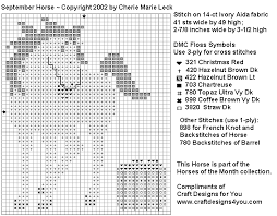 Size (stitch) 97 x 66, size (aida 14) cm 26 x 20, size (aida 11) cm 32. Free Cross Stitch September Horse Of The Month Pattern From Craft Designs For You