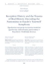 Im großen finale der jubiläumsstaffel sorgten die kandidaten mit ihren auftritten wieder für gänsehaut und emotionen. Pdf Reception History And The Trauma Of Real History Decoding The Pantomime In Haydn S Farewell Symphony