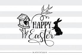 Cute clip art bunny silhouette. Happy Easter Bunny And Bird Svg File Cutting File Clipart In Svg E Blackcatssvg