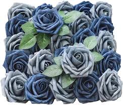 The flowers are very nice and sturdy. Artificial Flowers Dusty Blue Shades Rose 50pcs Real Looking Fake Roses W Stem With 4 Leaves For Bridal Wedding Bouquets Centerpieces Baby Shower Diy Party Home Decor Walmart Com Walmart Com