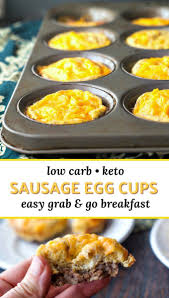 Keto Sausage Egg Muffins Low Carb Breakfast On The Go Recipe In 2020 Low Carb Breakfast Easy Low Carb Breakfast Sausage Egg Cups