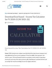 Subscribe to blog via email. Download Excel Based U2013 Income Tax Calculator For Fy 2020 21 Ay 2021 22 Financial Control Pdf Download Excel Based U2013 Income Tax Calculator For Course Hero