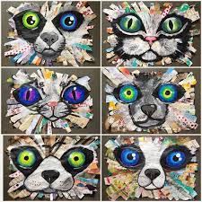 Art Room Britt Ubergrosse Collagen Mit Katzen Und Hunden Klassenzimmer Kunstprojekte Schulkunstprojekte Kunstprojekt Fur Kinder