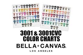 Bella 3001 3001cvc T Shirt Color Charts