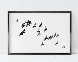 Flying Bird Print Printable Art Scandinavian Print Minimalist Bird Print Pigeon Print Bird Photography Flock Scandinavian Print Bird Prints Wall Art Prints