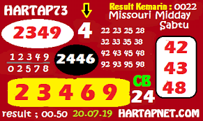 Missouri Midday Sabtu 20 Juli 2019 Kamis Tips
