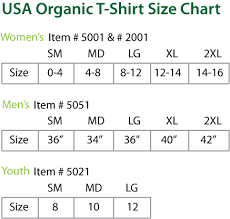 usa organic size chart organic cotton t shirt special