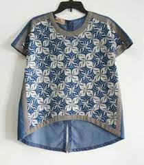 Model batik kombinasi brokat simple. Model Baju Batik Atasan Pakaian Daur Ulang Gaun Batik Desain Blus