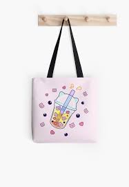 Boba Tea Cat Bubble Kit Tea Tote Bag By Jasminechangart Bags Sanrio Tote Tote Bag
