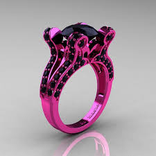 Black And Pink Wedding Ring French Vintage 14k Pink Gold 3 0 Ct Black Diamond By Artmasters Black Diamond Wedding Rings Black Wedding Rings Pink Diamond Wedding Rings